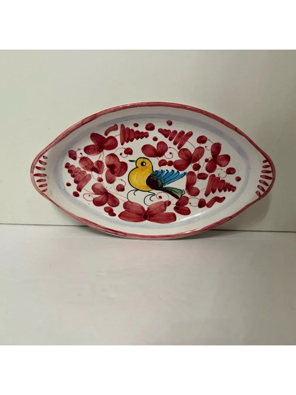 DERUTA CERAMICHE SMALL TRAY TRINKET DECOR ACCENT DINING CANDY WHITE PINK ITALY